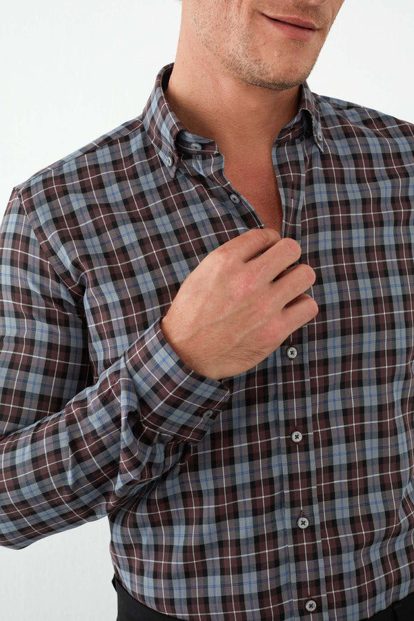 Camicia Uomo Leonardo Sport Twill Rosso Nero