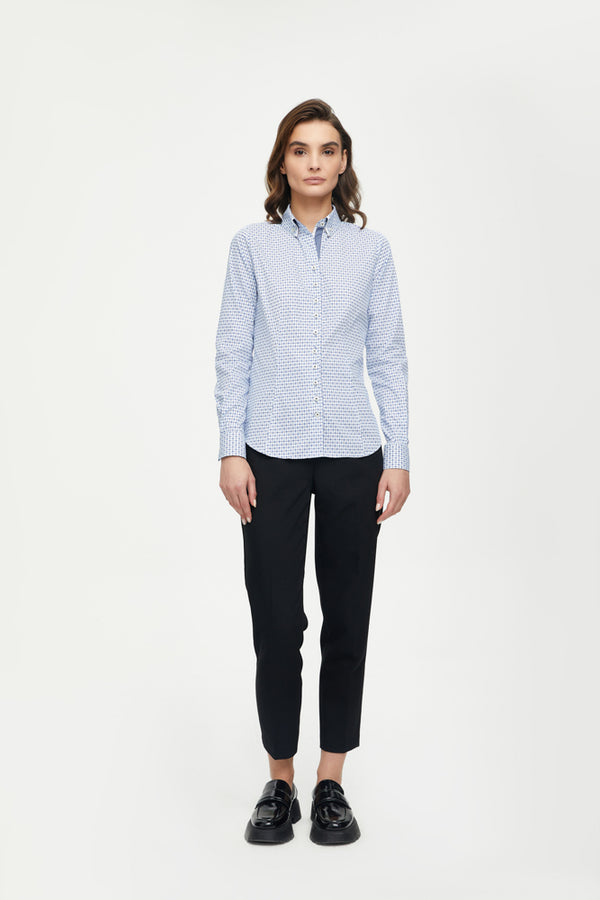 Chemise Femme Linda Sport Coton Blanc Bleu clair