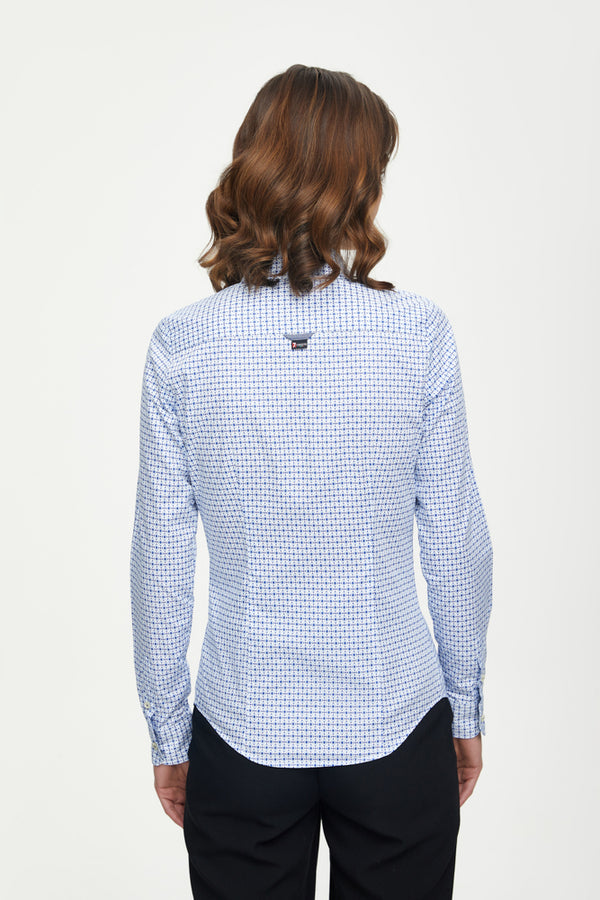Chemise Femme Linda Sport Coton Blanc Bleu clair