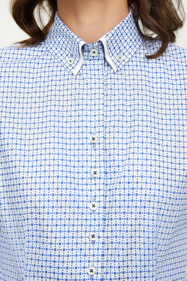 Chemise Femme Linda Sport Coton Blanc Bleu clair