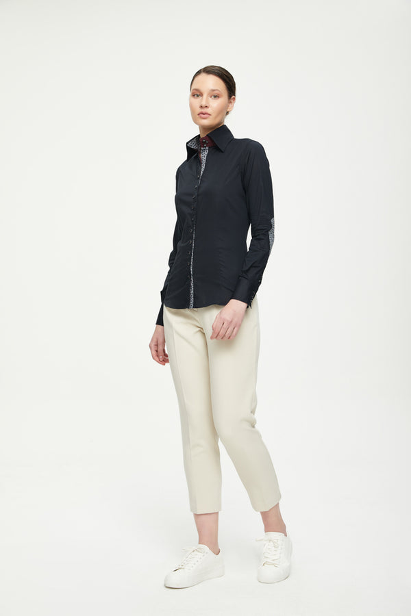 Beatrice Iconic Damen Hemd Poplin Stretch Schwarz
