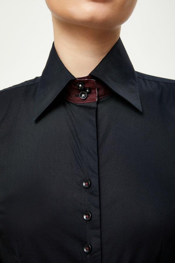 Beatrice Iconic Damen Hemd Poplin Stretch Schwarz