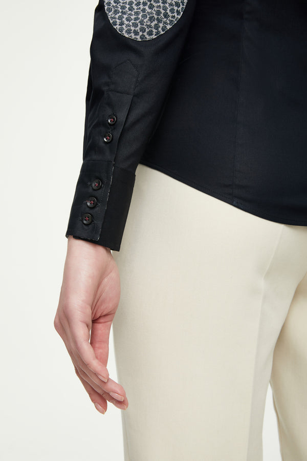 Beatrice Iconic Damen Hemd Poplin Stretch Schwarz