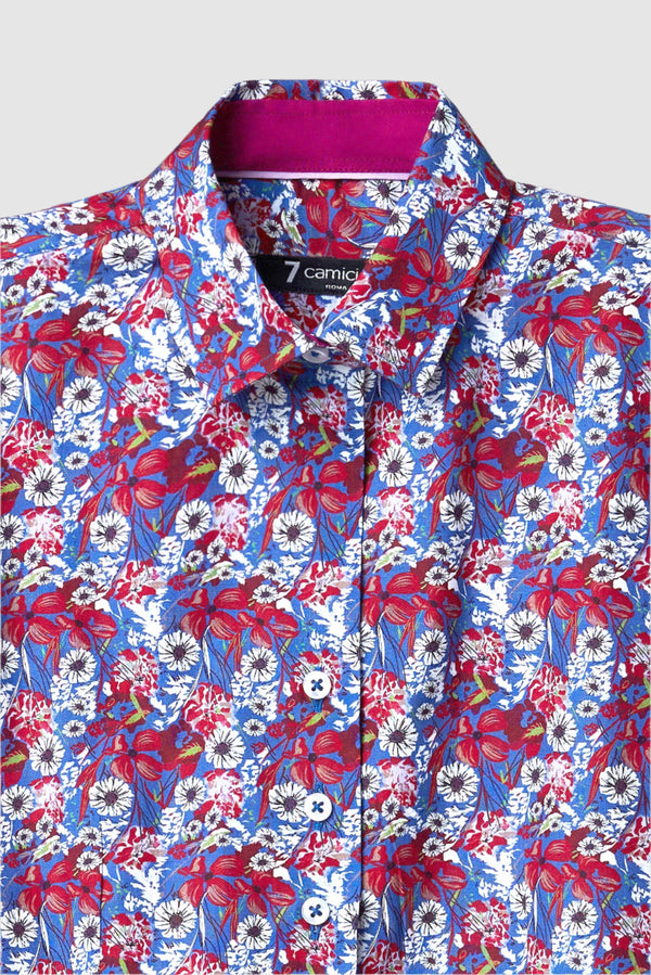 Chemise Femme Beatrice Sport Popelin Bleu marine Blanc