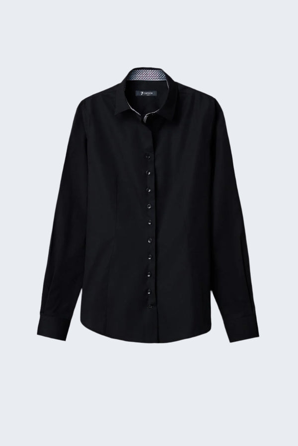Beatrice Sport Damen Hemd Poplin Stretch Schwarz