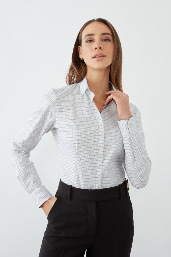 Chemise Femme Beatrice Sport Jacquard Blanc Noir