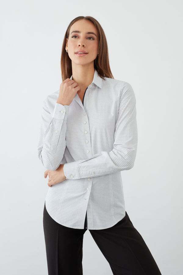 Chemise Femme Beatrice Sport Jacquard Blanc Noir