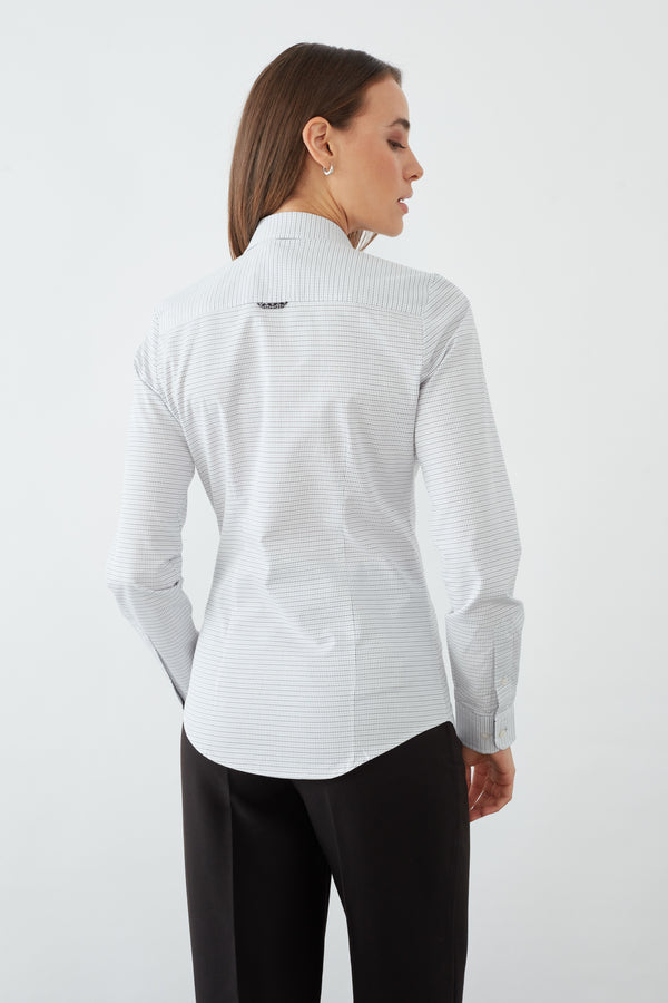Chemise Femme Beatrice Sport Jacquard Blanc Noir