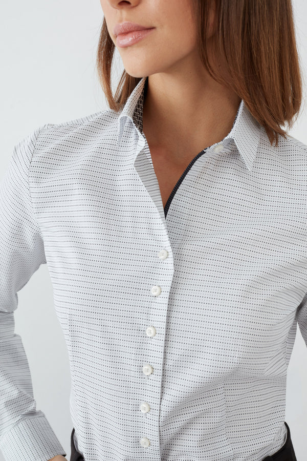 Chemise Femme Beatrice Sport Jacquard Blanc Noir