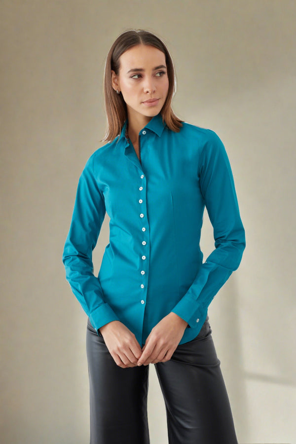 Beatrice Sport Damen Hemd Poplin Stretch Grun