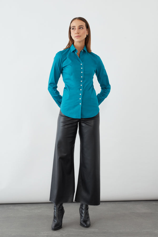 Beatrice Sport Damen Hemd Poplin Stretch Grun