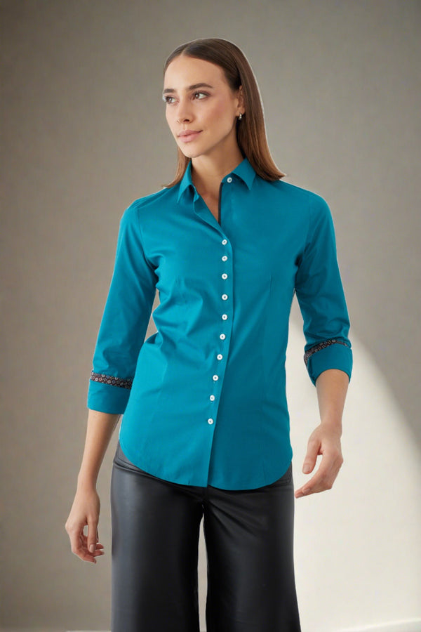 Beatrice Sport Damen Hemd Poplin Stretch Grun