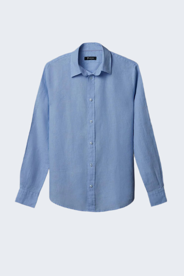 Beatrice Sport Damen Hemd Leinen Hellblau
