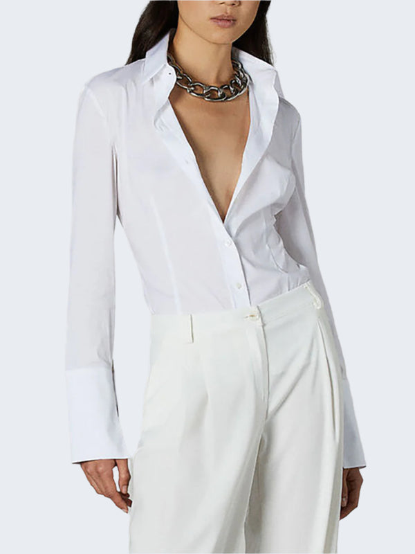 Camicia Donna Linda Popelin Stretch Bianco