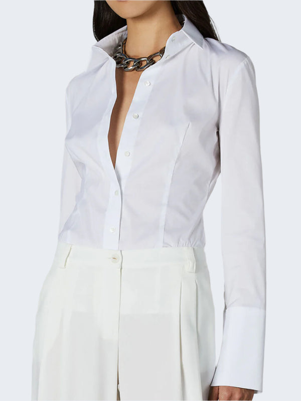 Camicia Donna Linda Popelin Stretch Bianco