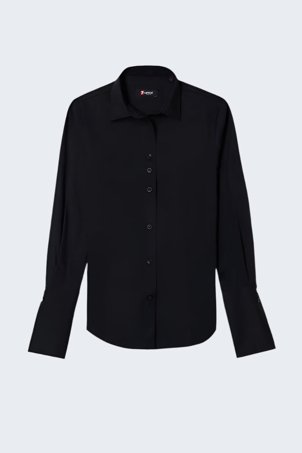 Camisa Mujer Linda Popelin Stretch Negro