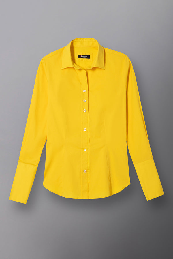 Linda Essential Poplin Stretch Women Shirt Yellow