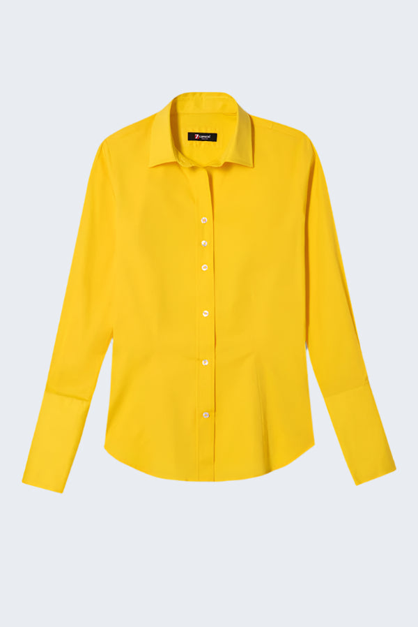 Camisa Mujer Linda Popelin Stretch Amarillo