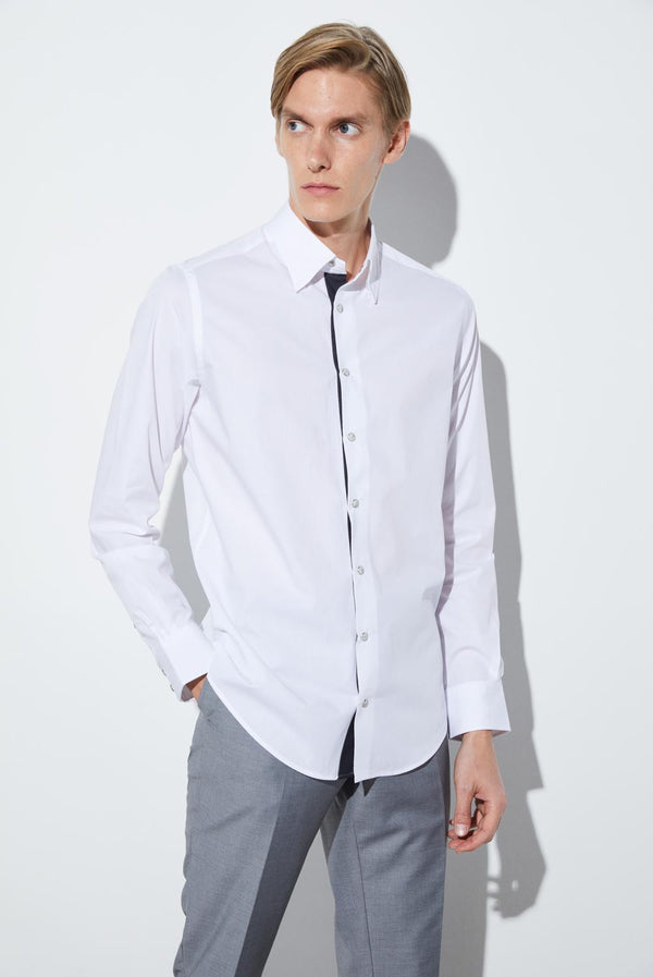 Camicia Uomo Claudio Sport Popelin Stretch Bianco