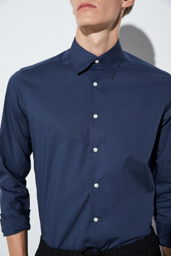 Camicia Uomo Claudio Sport Popelin Stretch Blu