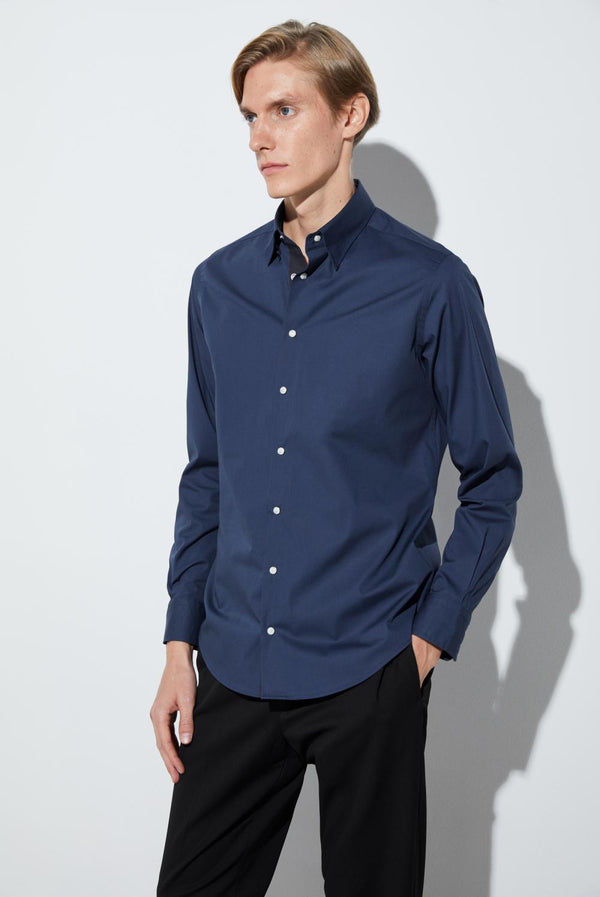 Camicia Uomo Claudio Sport Popelin Stretch Blu