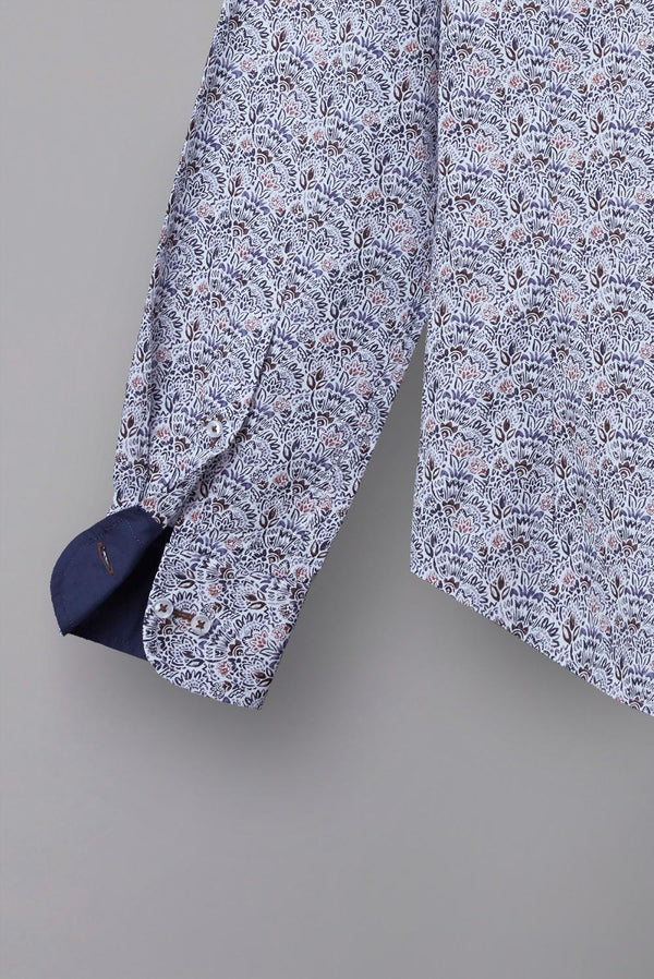 Camisa Hombre Leonardo Sport Popelin Blanco Azul