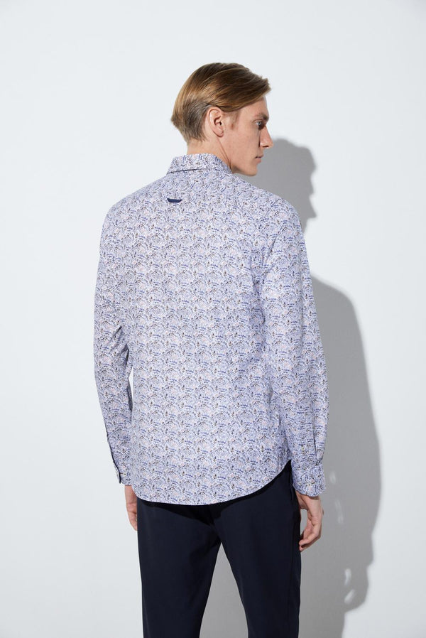 Camisa Hombre Leonardo Sport Popelin Blanco Azul