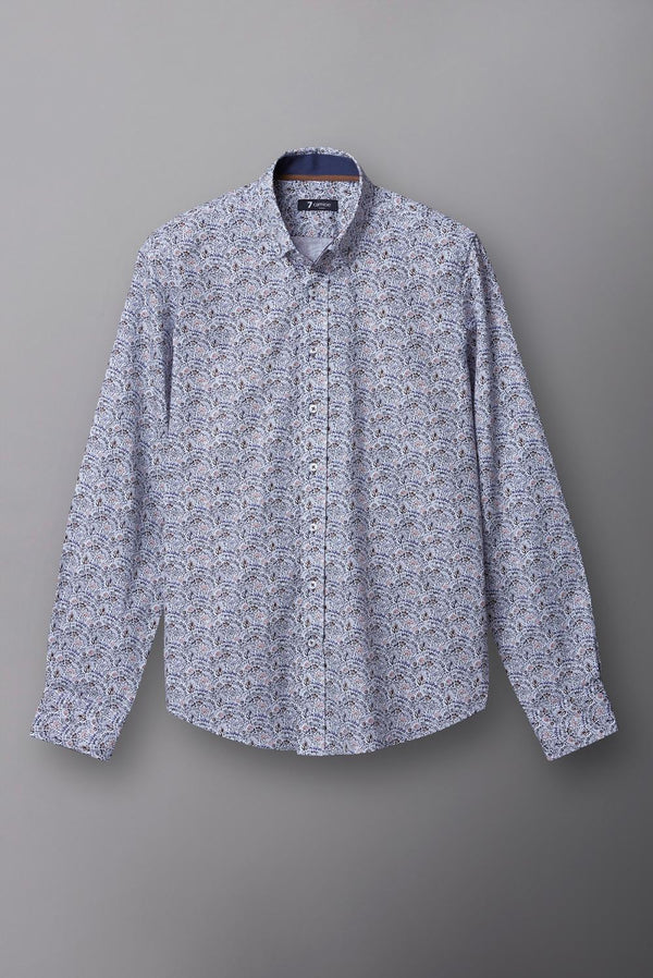 Camisa Hombre Leonardo Sport Popelin Blanco Azul