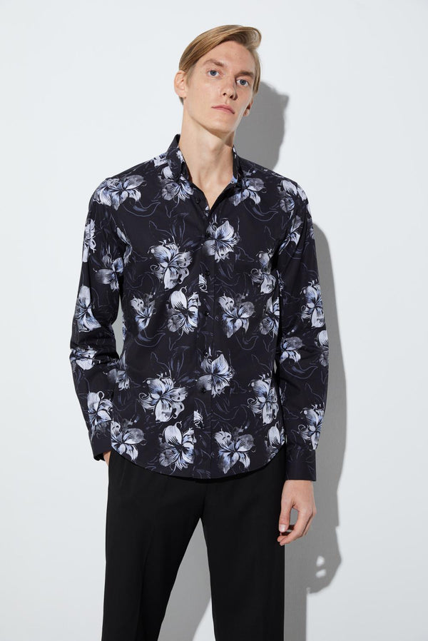 Chemise Homme Leonardo Sport Popelin Noir Blanc