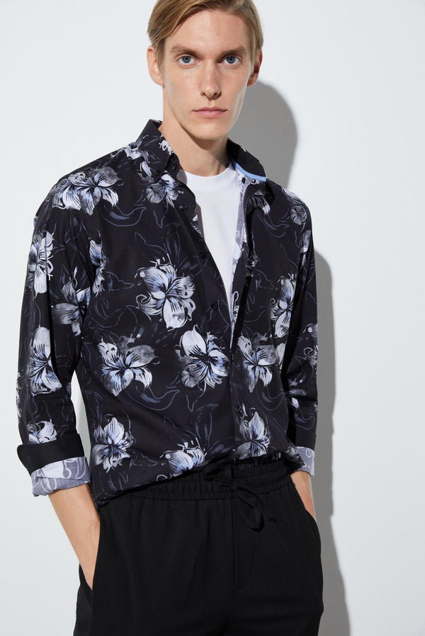 Chemise Homme Leonardo Sport Popelin Noir Blanc