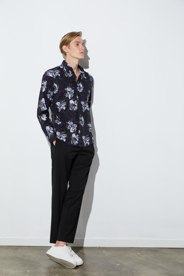 Chemise Homme Leonardo Sport Popelin Noir Blanc