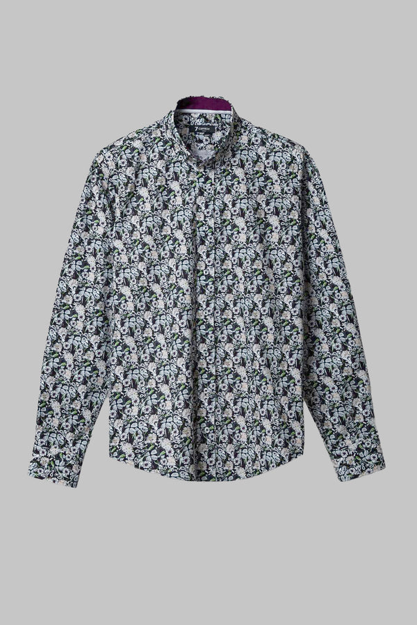 Camicia Uomo Leonardo Sport Popelin Nero Bianco