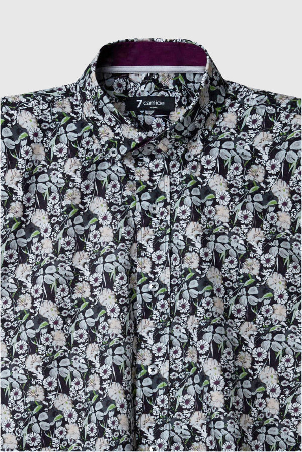 Camicia Uomo Leonardo Sport Popelin Nero Bianco