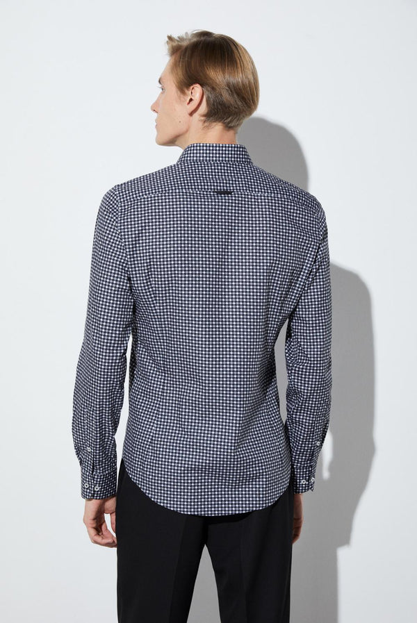 Camicia Uomo Leonardo Sport Popelin Nero Bianco