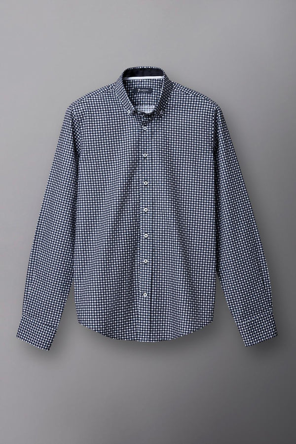 Camicia Uomo Leonardo Sport Popelin Nero Bianco