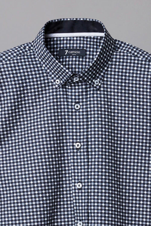 Camicia Uomo Leonardo Sport Popelin Nero Bianco