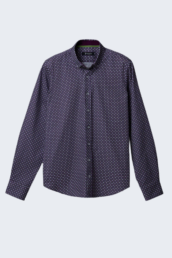 Camicia Uomo Leonardo Sport Popelin Viola Bianco