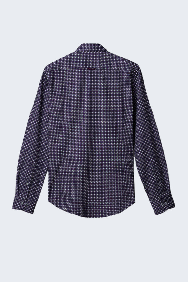 Camicia Uomo Leonardo Sport Popelin Viola Bianco