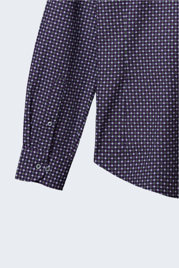 Camicia Uomo Leonardo Sport Popelin Viola Bianco