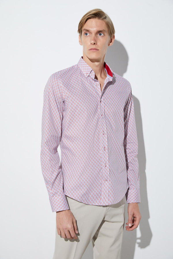 Camicia Uomo Leonardo Sport Popelin Bianco Celeste