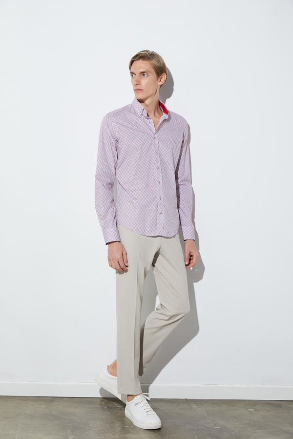 Camicia Uomo Leonardo Sport Popelin Bianco Celeste