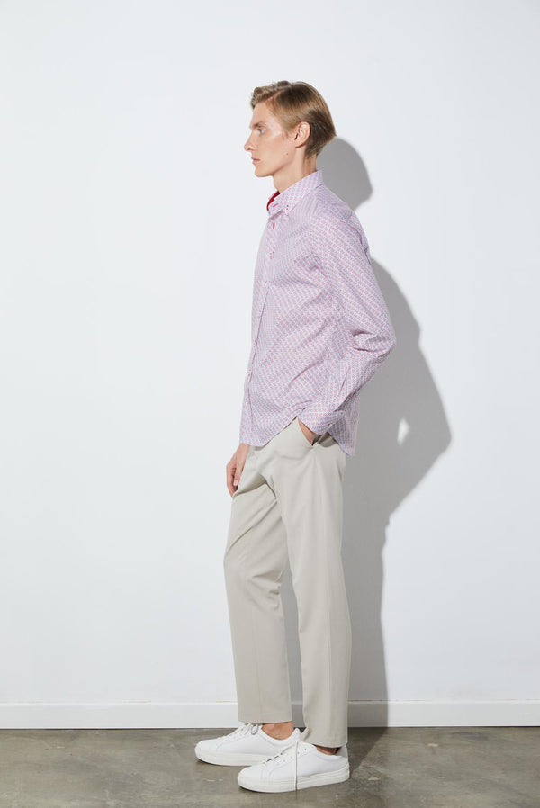 Camicia Uomo Leonardo Sport Popelin Bianco Celeste