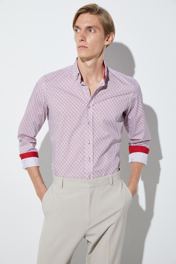 Camicia Uomo Leonardo Sport Popelin Bianco Celeste