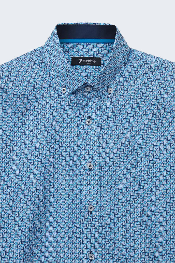 Camicia Uomo Leonardo Sport Popelin Bianco Blu