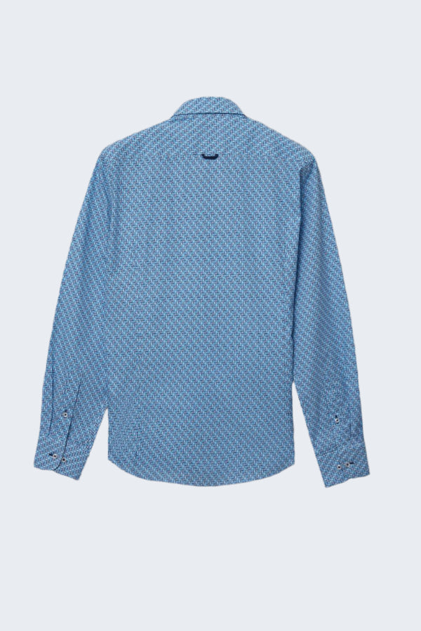 Camicia Uomo Leonardo Sport Popelin Bianco Blu
