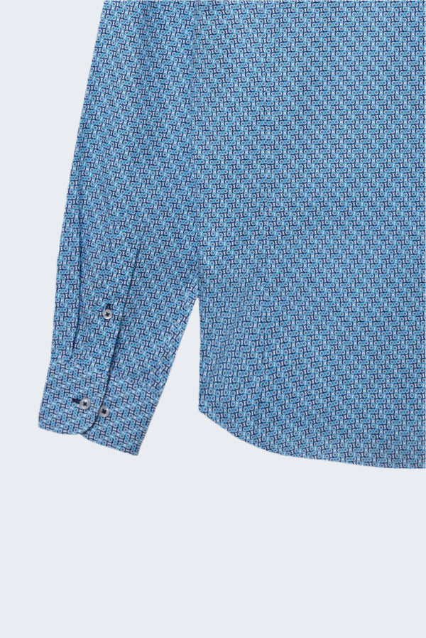 Camicia Uomo Leonardo Sport Popelin Bianco Blu