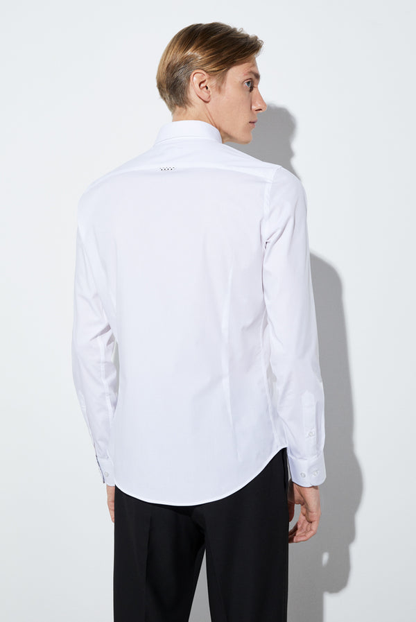 Camicia Uomo Leonardo Sport Popelin Stretch Bianco