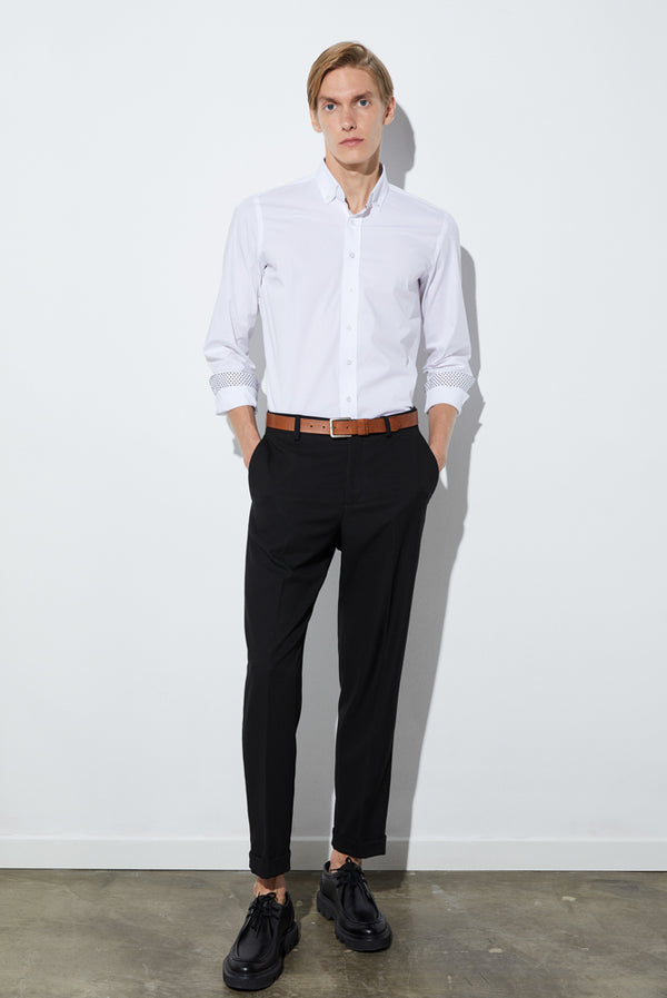 Camicia Uomo Leonardo Sport Popelin Stretch Bianco