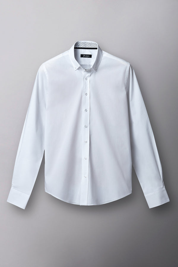 Camicia Uomo Leonardo Sport Popelin Stretch Bianco