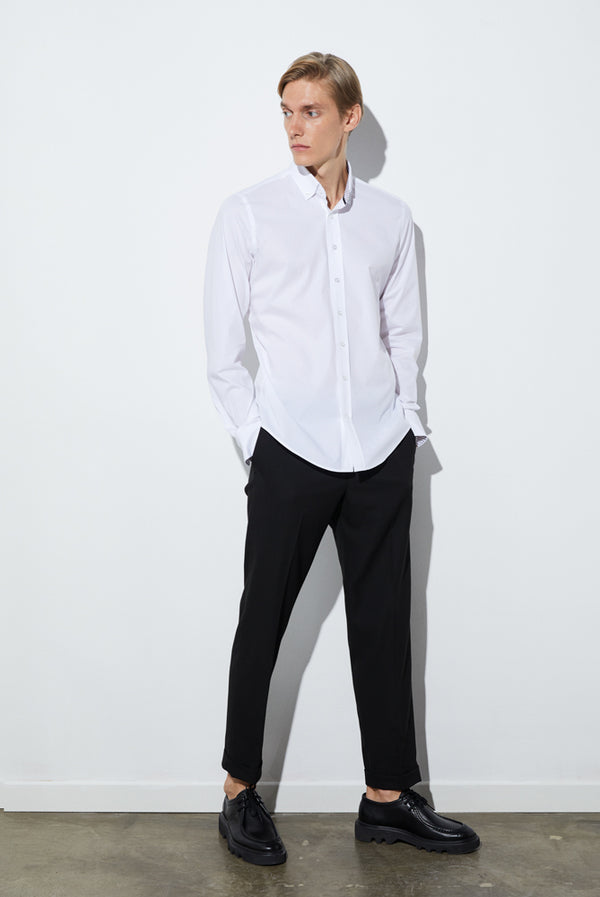 Camicia Uomo Leonardo Sport Popelin Stretch Bianco